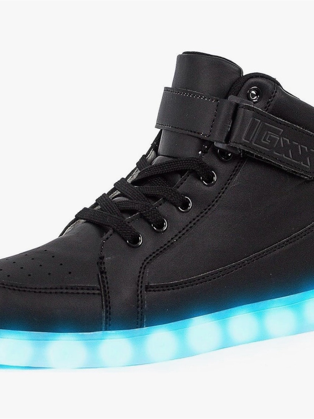 Kids Black High-Top Sneakers with Lighted Sole